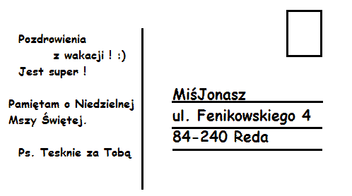 Pocztówka dla MiśJonasza