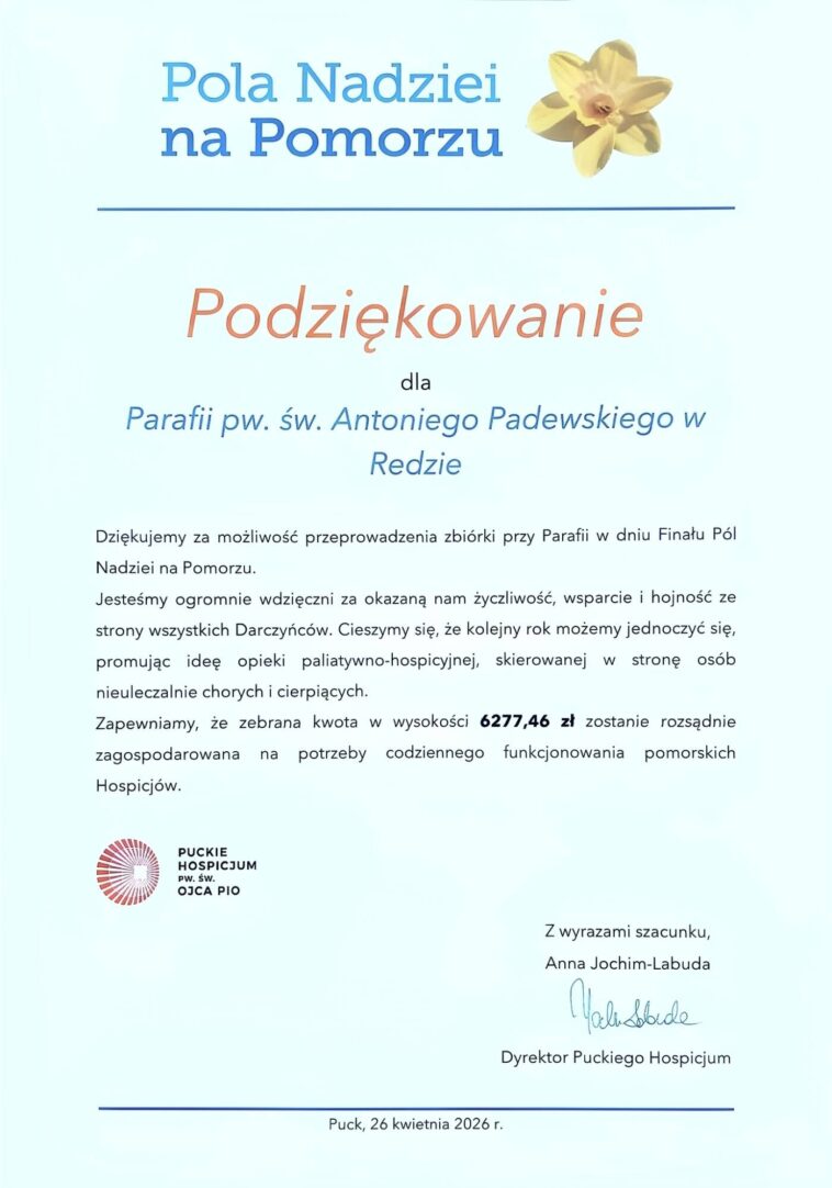 Finał Pól Nadziei na Pomorzu – Podziękowanie